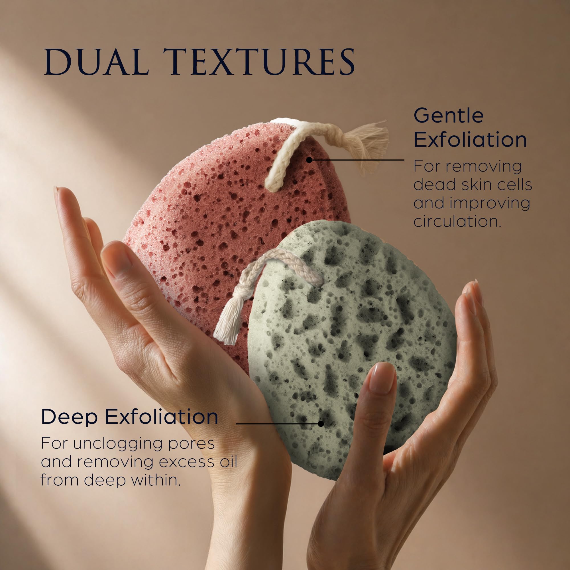 Spongentle Loofah Sponge for Shower and Bathing, Bath Sponge with Dual Texture, Shower Pouf for Gentle and Deep Exfoliation, Large Size Body Scrubber for Men & Women, PU Foam, 37% More Lather, 2 Pack