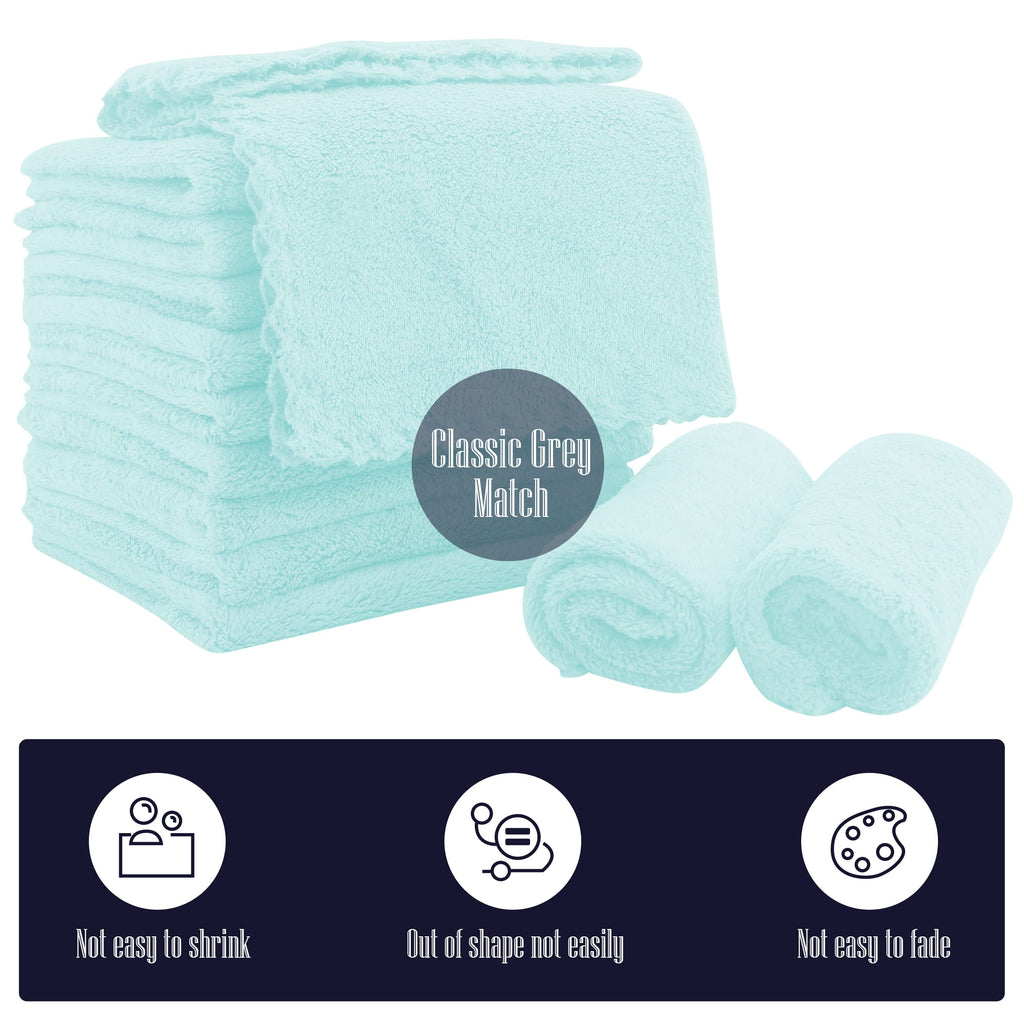 16 Pack Baby Washcloths - Luxury Coral Fleece - Extra Absorbent and Soft Wash Clothes for Newborns, Infants and Toddlers - Suitable for Sensitive Skin and New Born-Baby Shower-Frozen Blue,10x10 Inch