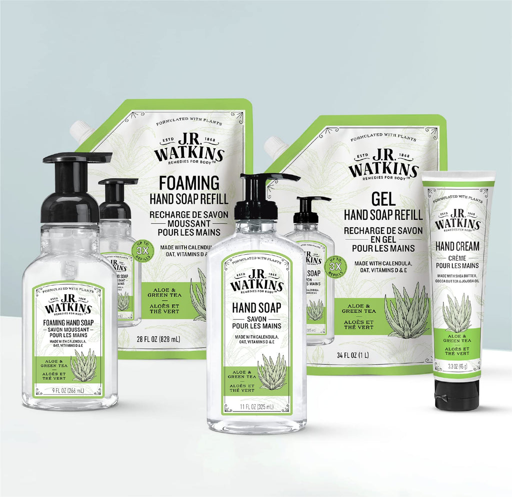 J.R. Watkins Foam Hand Soap Dispenser 3 Pack, Aloe & Green Tea, 9 fl oz