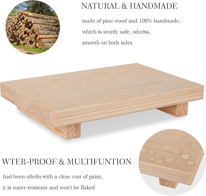 Bathroom Tray Wood Riser Kitchen Decor Soap Holder, 9" x 6" Burlywood