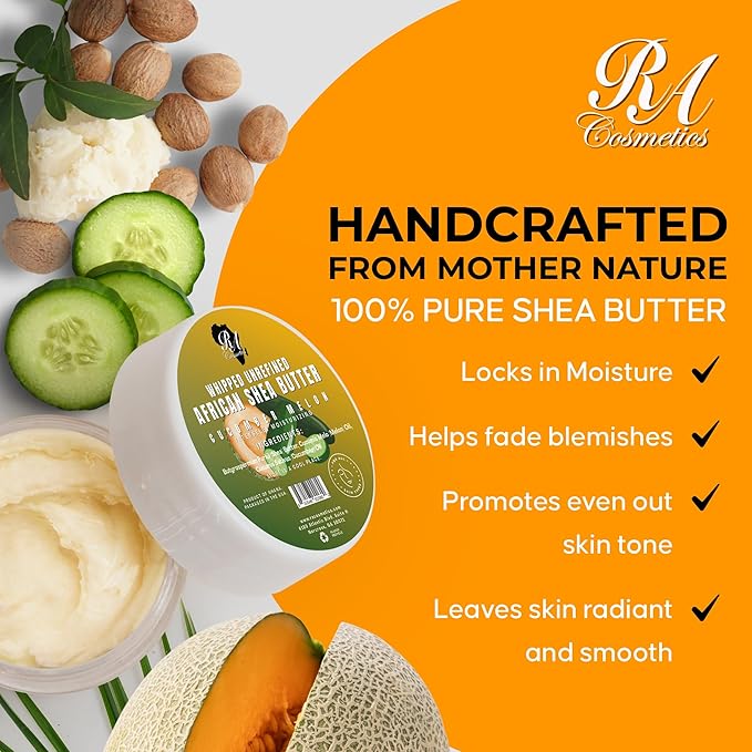 RA COSMETICS Whipped Shea Butter, Cucumber-Melon, 12oz