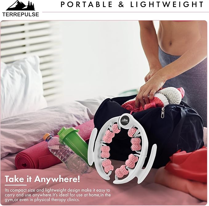 Terrepulse Anti Cellulite Roller & Lymphatic Drainage Massager | Deep Tissue Fascia Blaster & Muscle Roller | Tool for Sore Arms, Legs, Shoulders, Stomach & Buttocks (Pink)
