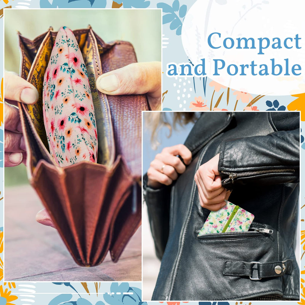 5 Pieces Tissues Purse Pocket Tissue Holder Reusable Travel Pouch Fabric Zipper Enclosed Small Size Daisy Pattern Holder for Purse Coins for Summer, 5.25 x 3 Inches (Summer Flower)
