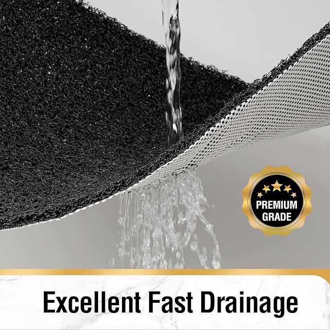 HITSLAM Shower mat Non Slip, 24 x 32 Inch Bathtub Mat Non Slip with Drain, Soft PVC Loofah Shower Bath Mat for Tub, Quick Drying Bathroom Shower Mat, Black