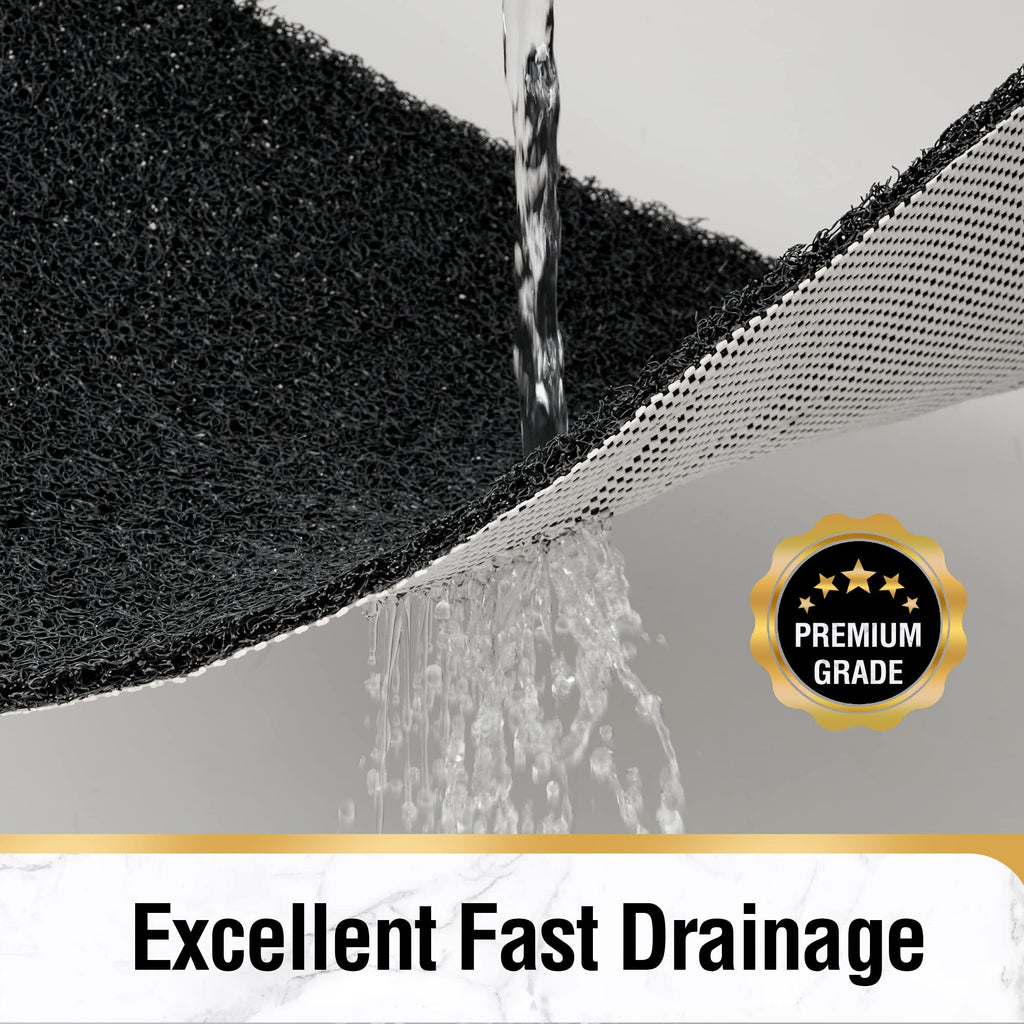 HITSLAM Shower mat Non Slip, 24 x 32 Inch Bathtub Mat Non Slip with Drain, Soft PVC Loofah Shower Bath Mat for Tub, Quick Drying Bathroom Shower Mat, Black