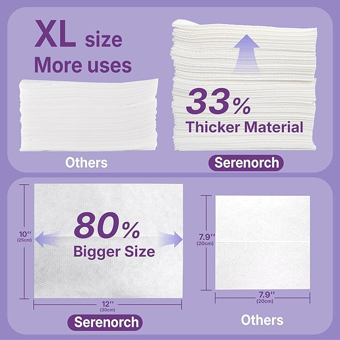 Disposable Face Towels XL 100 Count, Pearl Texture Facial Tissues for Deep Cleansing, Ultra Thick Makeup Remover Dry Wipes, Lint Free Cotton Tissue for Sensitive Skin