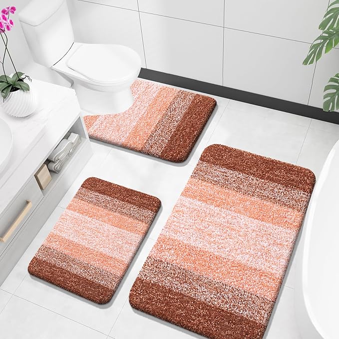 OLANLY Microfiber Bathroom Rugs Sets 3 Piece, 36"x24"+24"x16"+24"x20"