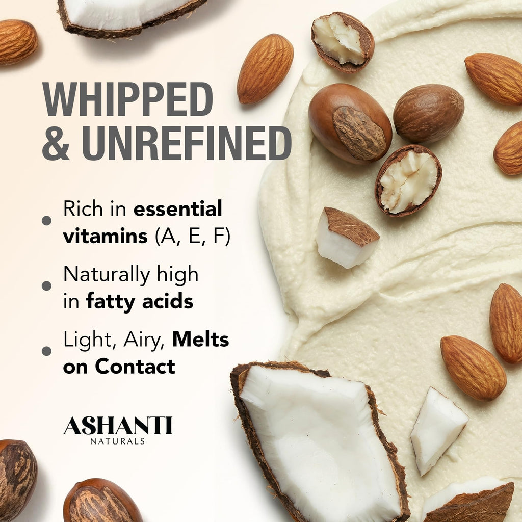 Ashanti Naturals Scented Whipped Shea Butter | African Body Butter for Men w/Coconut and Almond Oil (Blackjack Souffle, 8 oz)