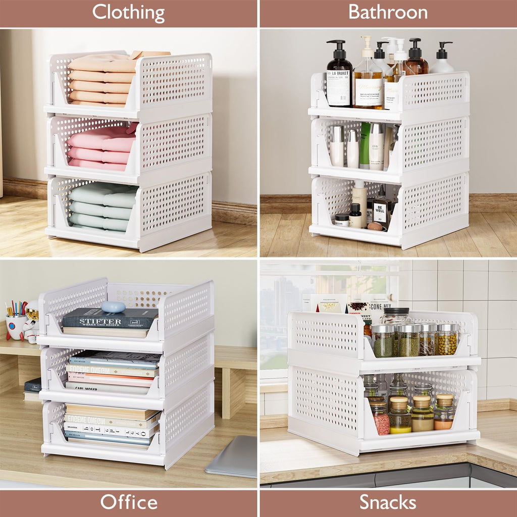 CTSNSLH 5 Pack Closet Organizers Stackable Storage Box