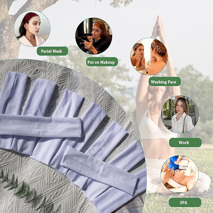 9 Pack Headbands for Women Non Slip Elastic Womens Headbands Head Bands for Women's Hair Soft Cotton Cloth Fashion Headband for Daily Workout Sports Running Yoga