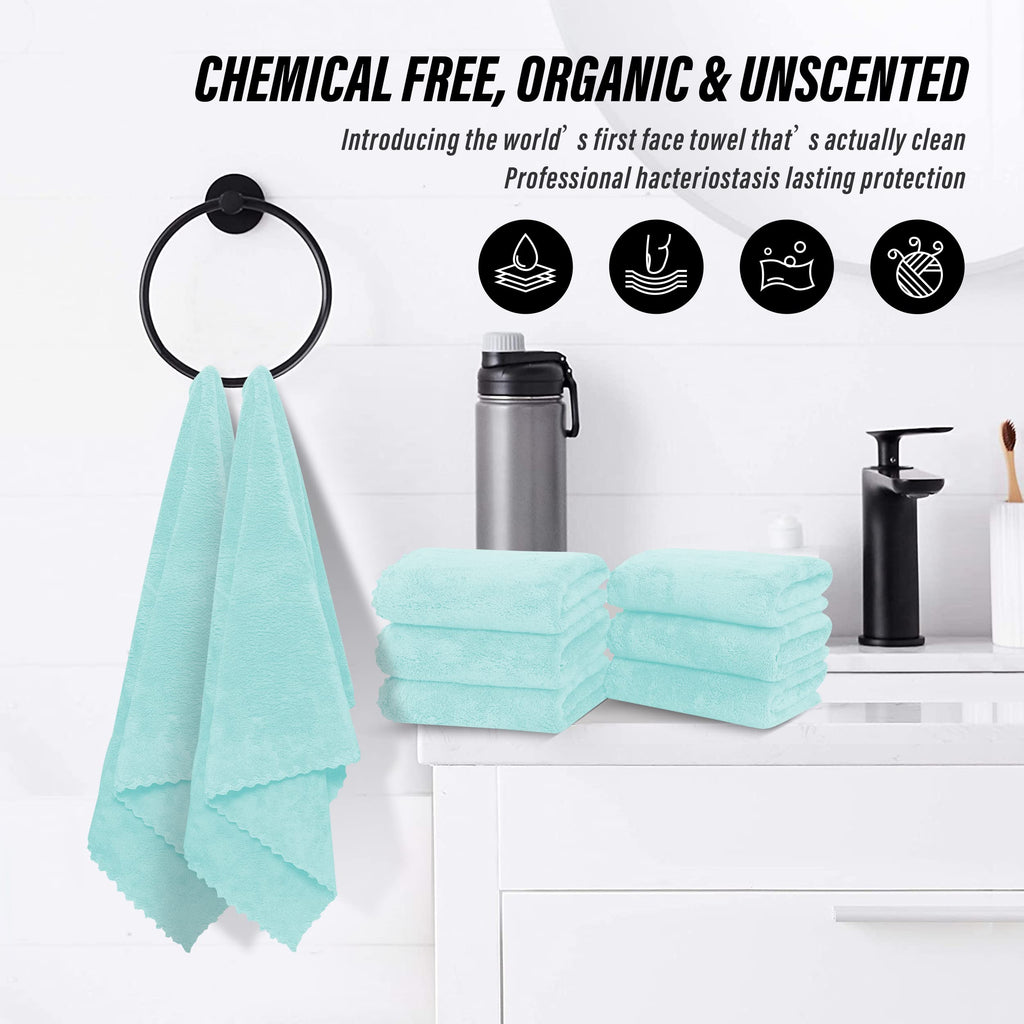 MOONQUEEN 6 Pack Premium Hand Towels - Quick Drying - Microfiber Coral Velvet Highly Absorbent Towels - Multipurpose Use as Hotel, Bathroom, Shower, Spa, Hand Towel 16 x 28 inches(Frozen Blue)