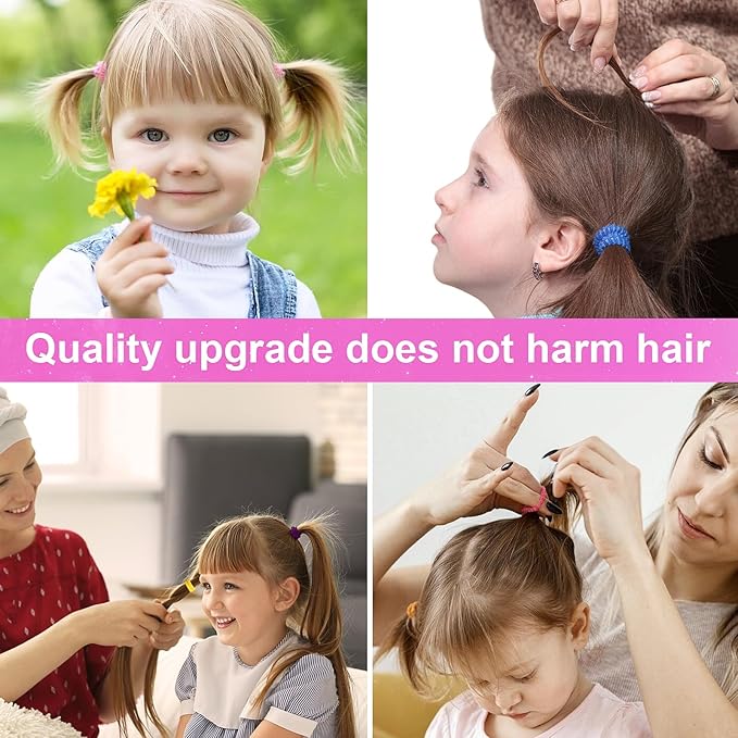 TVINLIK 350 PCS Multicolor Cotton Hair Ties – Small Baby Hair Elastics for Kids and Girls, No Crease Finger Ponytail Holders (20 Colors)
