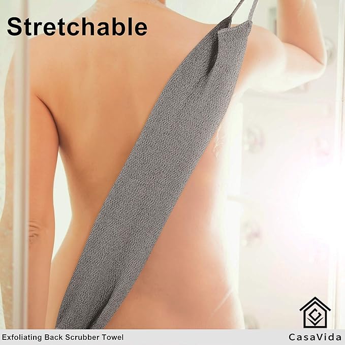 CASAVIDA Back Scrubber for Shower, 2 Pack, Blue + Charcoal Gray