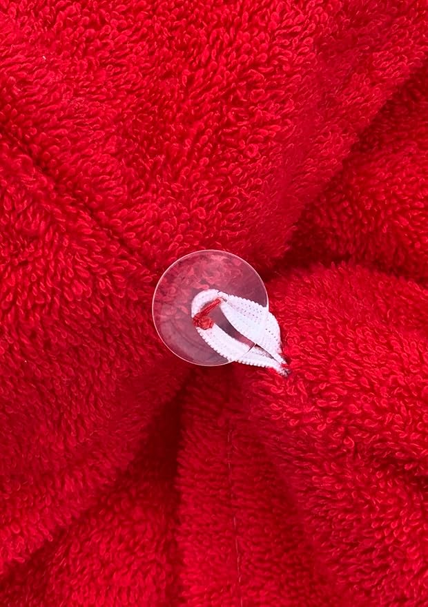 KEEPOZ Hair Towel Wrap Quick Dry 100% Cotton Super Absorbent Turban Head Wrap for Women with Button, Non Microfiber Anti Frizz Hair Products, Hair Cap for Curly, Long & Thick Hair (Red, 1 Pc)