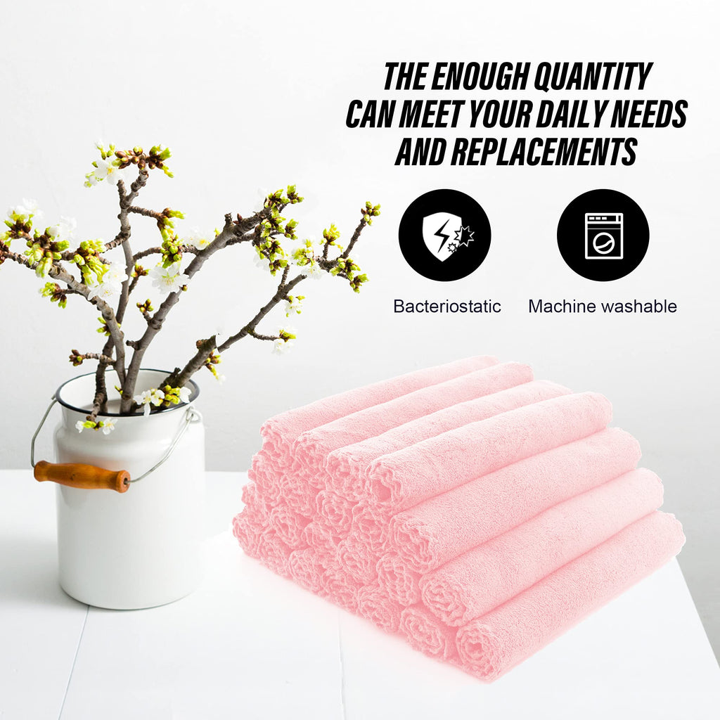 MOONQUEEN Ultra Soft Premium Washcloths Set - 12 x 12 inches - 72 Pack - Quick Drying - Highly Absorbent Coral Velvet Bathroom Wash Clothes (Pink)