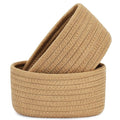 【2 Pack】ABenkle Small Woven Baskets, Tiny Oval Shallow Storage Baskets, Mini Cotton Rope Empty Decorative Basket, Boho Little Organizer Bins for Bathroom, Cat Dog Toy Gifts Baskets