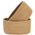 【2 Pack】ABenkle Small Woven Baskets, Tiny Oval Shallow Storage Baskets, Mini Cotton Rope Empty Decorative Basket, Boho Little Organizer Bins for Bathroom, Cat Dog Toy Gifts Baskets