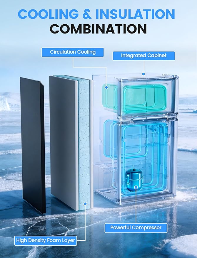 COWSAR 2.5 Cu.Ft Mini Fridge with Freezer, Double Reversible Door Compact Dorm Refrigerator with 2 Removable Shelves, Commercial Apartment Fridge for Bedroom, Office, Kitchen, Dorm, Black