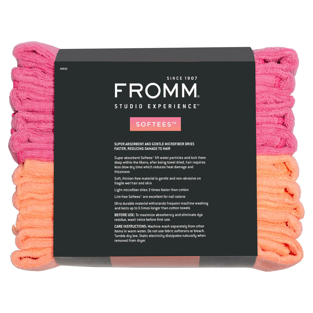 Fromm Softees Microfiber Salon Hair Towels for Hairstylists, Barbers, Spa, Gym in Hot Pink/Orange, 16" by 29", 10 Count Perfect Hair Care Towel for Drying Curly, Long, Wavy Hair