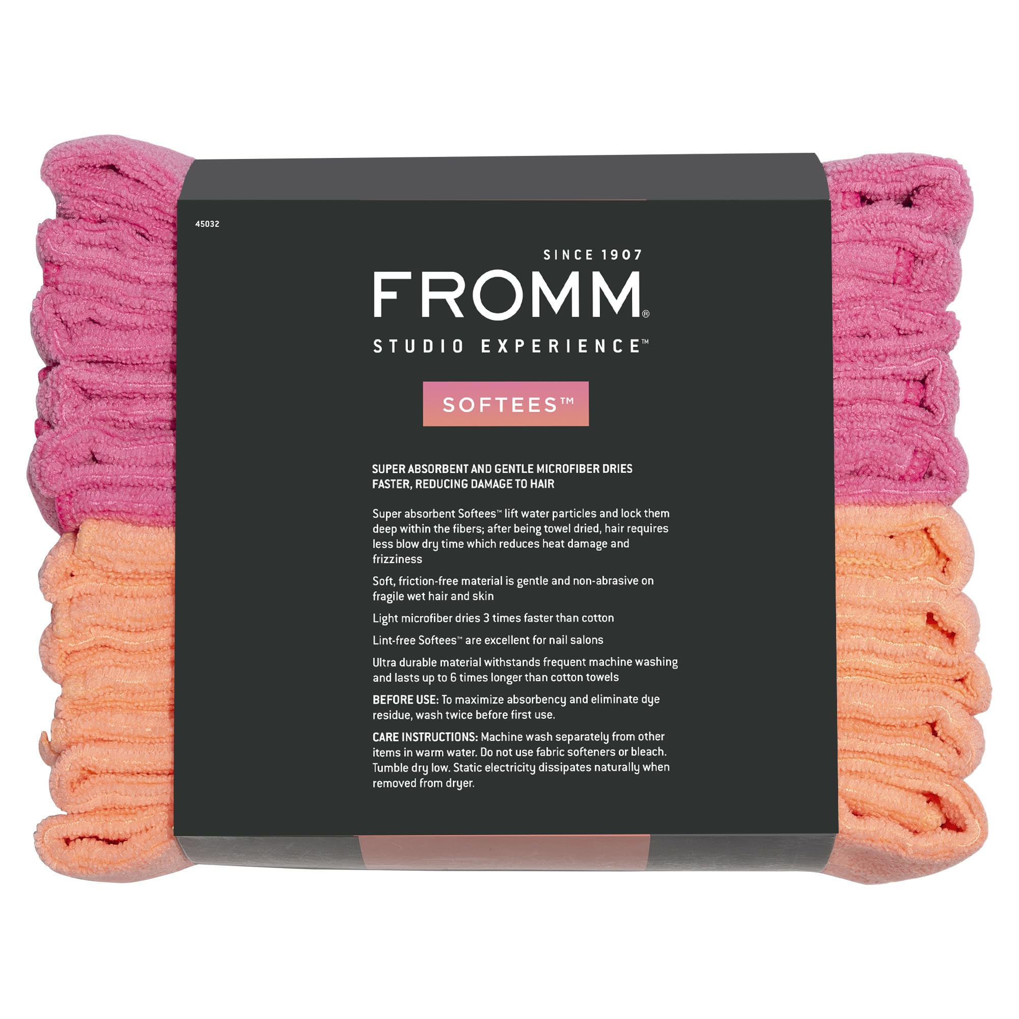 Fromm Softees Microfiber Salon Hair Towels for Hairstylists, Barbers, Spa, Gym in Hot Pink/Orange, 16" by 29", 10 Count Perfect Hair Care Towel for Drying Curly, Long, Wavy Hair