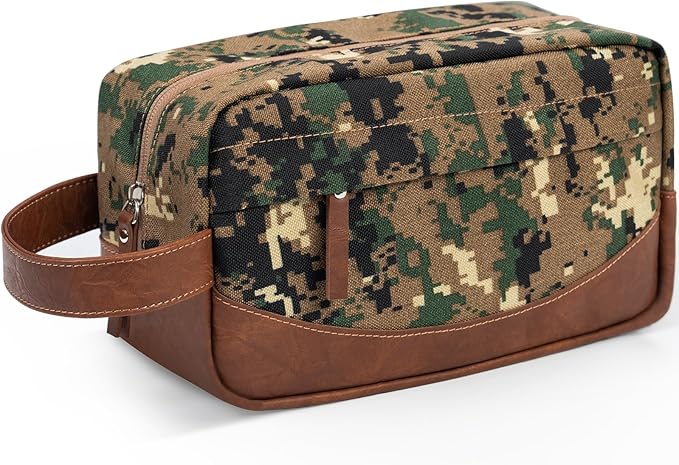 Ezday Travel Toiletry Bag for Men, Hanging Toiletry Organizer, Water Resistant Shaving Kit with Large Capacity for Travel Accessories (Camo-Green, Medium)