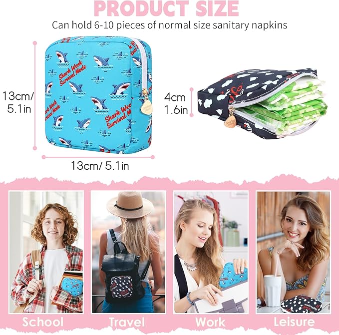 Desing Wish Sanitary Pad Storage Bag Portable Period Bag for Teen Pads/Sanitary Napkins/Small Tampons, Sanitary Napkin Storage Bag First Period Gifts for Teen Girls (Secret Weapon)