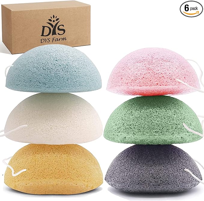 Konjac Face Sponges for Cleansing and Exfoliating, Konjac Facial Sponges for Washing Cleaning Face Body with Activated Charcoal, Natural Konjac Sponge Set for Oily Dry Sensitive Skin Skincare Tool