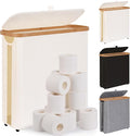 Toilet Paper Storage Basket with Lid - The Ultimate Bathroom Organizer, Free Standing Toilet Paper Holder for Up to 12 Mega Rolls, Toilet Tissue Storage Bin with Handle for RV Closet, Beige