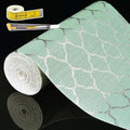 Shelf Liners for Kitchen Cabinets Non Adhesive Drawer Liner 23.6in x 30FT Light Green Quatrefoil Thickened Shelf Liner Strong Non-Slip Easy to Clean Tool Box Refrigerator with Knife and Tape Measure