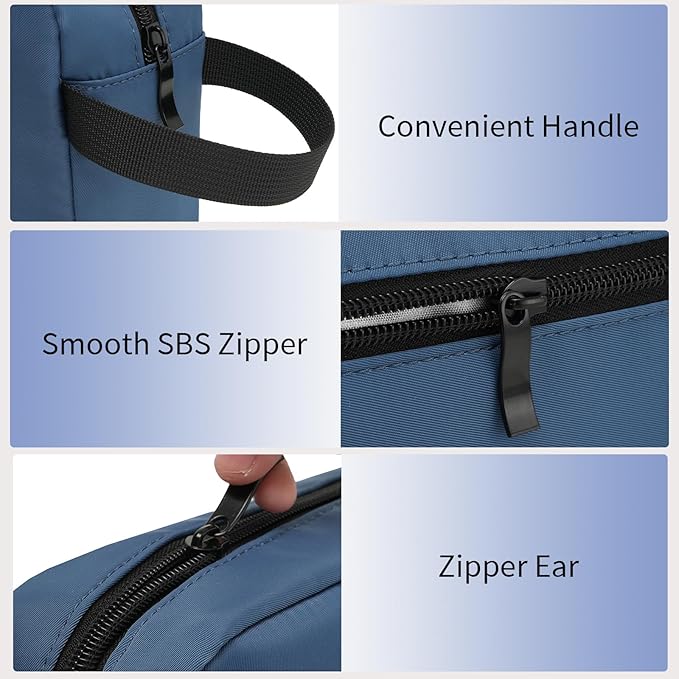 XIRYOHEAUR Travel Hanging Toiletry Bag with Carry Handle - Water-Resistant Small Cosmetic Organizer for Men & Women, Makeup, Shaving Kit, Gym & Travel Essentials (Navy Blue)