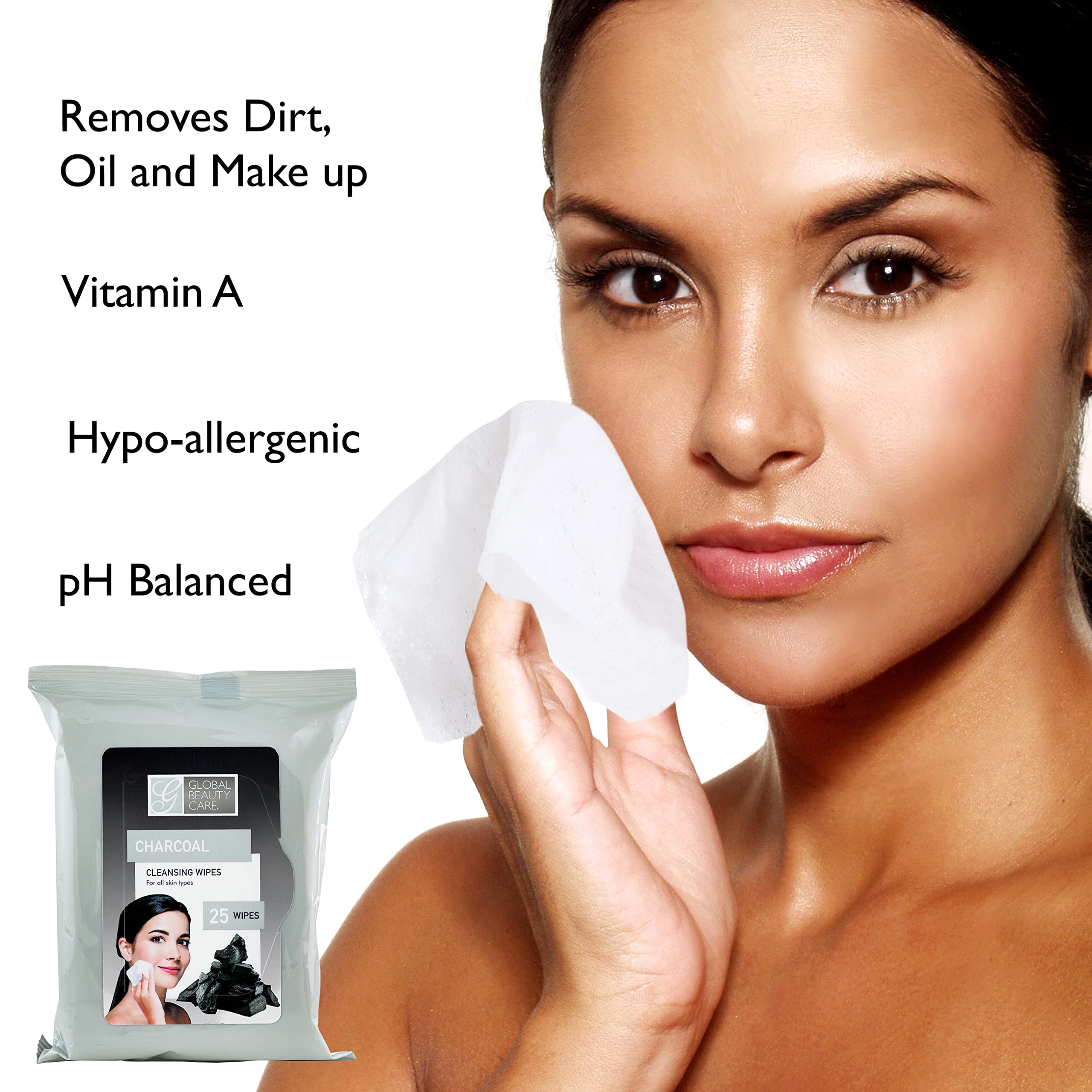Global Beauty Care Makeup Remover Wipes (100 Count (4-Pack), Charcoal)