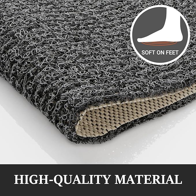 LuxStep Shower Mat Bathtub Mat,36x16 inch, Non-Slip Bath Mat with Drain, Quick Drying PVC Loofah Bathmat for Tub,Shower,Bathroom (Phthalate Free,Black)