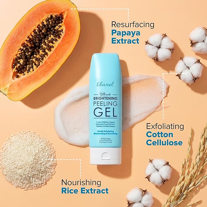 Ebanel Brightening Peeling Gel with Cellulose, Rice, Papaya, HA, Cica