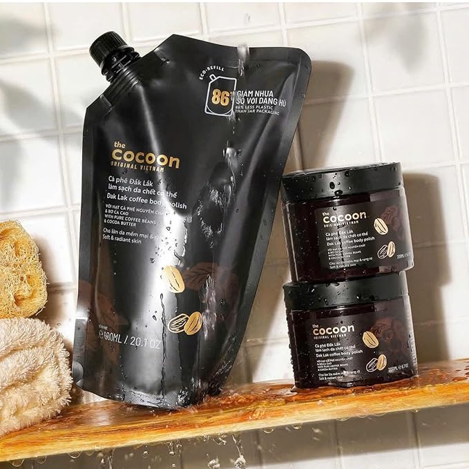 Cocoon Original Vietnam Dak Lak Coffee Body Scrub 600ml / 20.3 fl oz – Exfoliating Body Polish with Coffee Grounds, Cocoa Butter & Shea Butter for Soft, Smooth & Radiant-Looking Skin