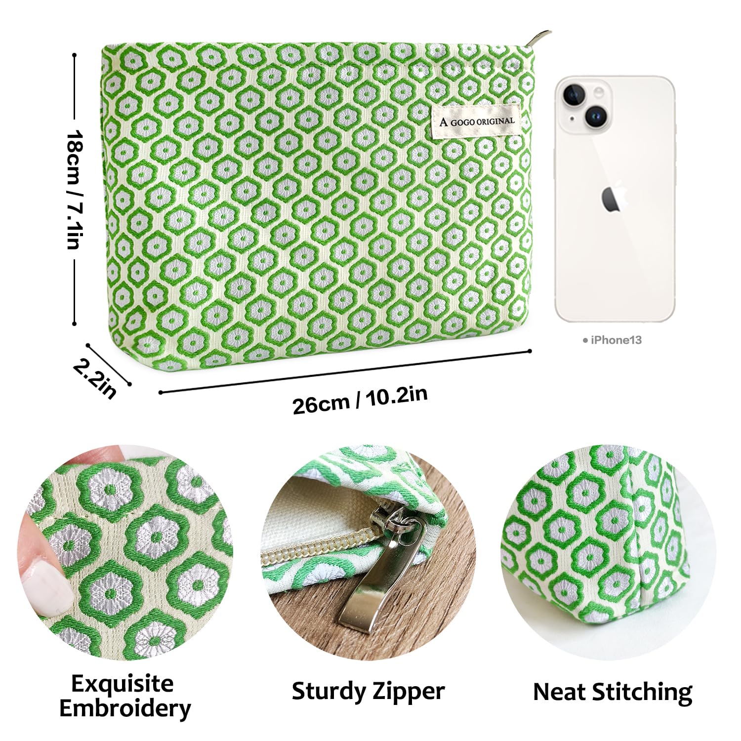 STARDW Aesthetic Floral Makeup Bag Cute Small Cosmetic Bags for Women Girls, Travel Toiletry Bag Large Capacity Zipper Makeup Pouch, Purse Organizer Pouches (Fresh)