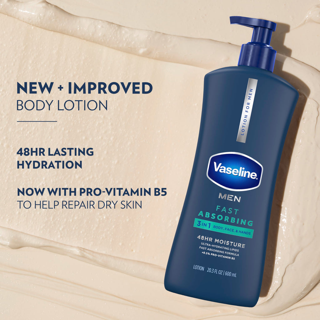 Vaseline Men Fast Absorbing 3in1 Hand, Body & Face Lotion 20.3oz 3ct