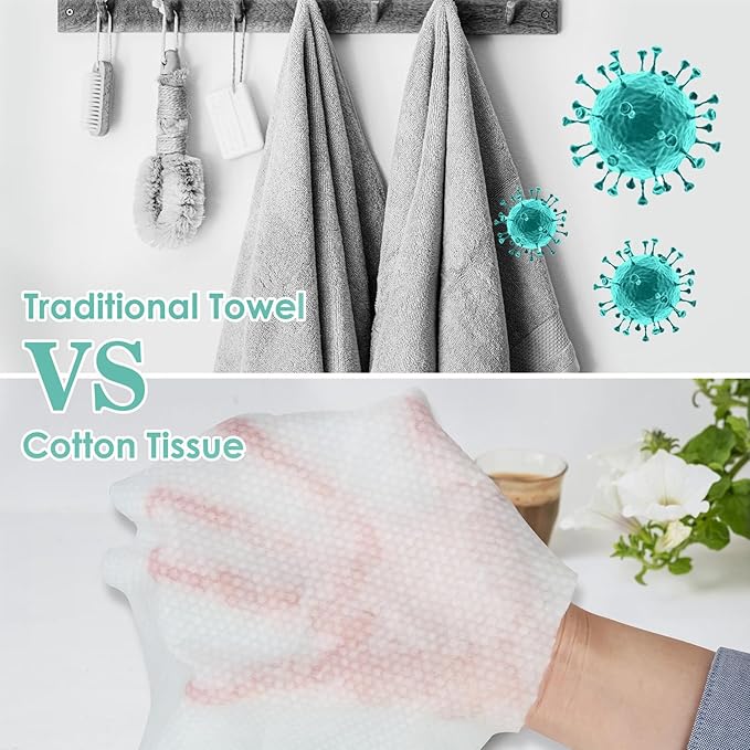 Tahoe Trails Disposable Face Towel, Soft Dry Wipe, Lint Free, Dry Wet Use for Sensitive Skin, 80Count Cotton Facial Tissue, Makeup Removing, Surface Cleaning 5.91 * 7.87inch, 80