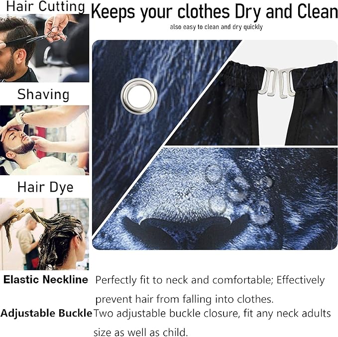 visesunny Barber Cape Black Lion Face Animal Polyester Hair Cutting Salon Cape Apron Anti-Static Haircut Shaving Cloth Beard Shaving Bib Hairdressing Cape