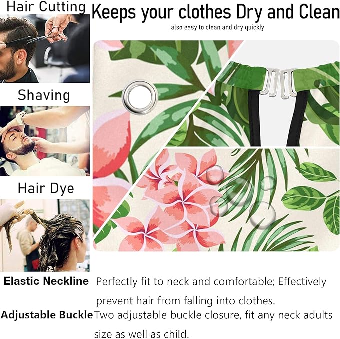 Visesunny Barber Cape - Tropical Hibiscus Floral Polyester Hair Cutting Salon Apron Anti-Static Haircut Water-Resistant Shaving Cloth Beard Shaving Bib Hairdressing Cape