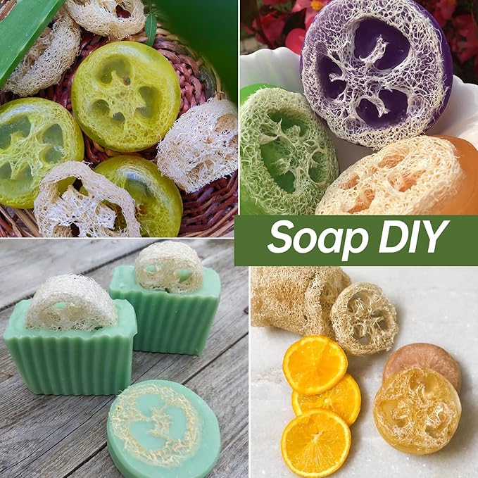 FRTIM Natural Loofah Sponge, Organic Loofah Slices for Soap Making, 20 Pack
