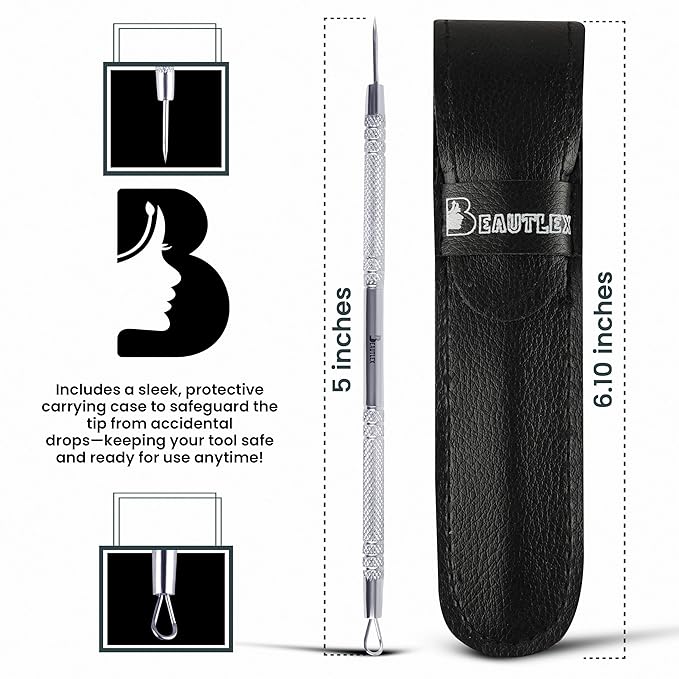 Blackhead Remover Tool and Comedone Extractor Tool. Double Ended Loop & Sharp Pimple Extractor. Stainless Steel Professional Blemish Extractor Tool for Acne