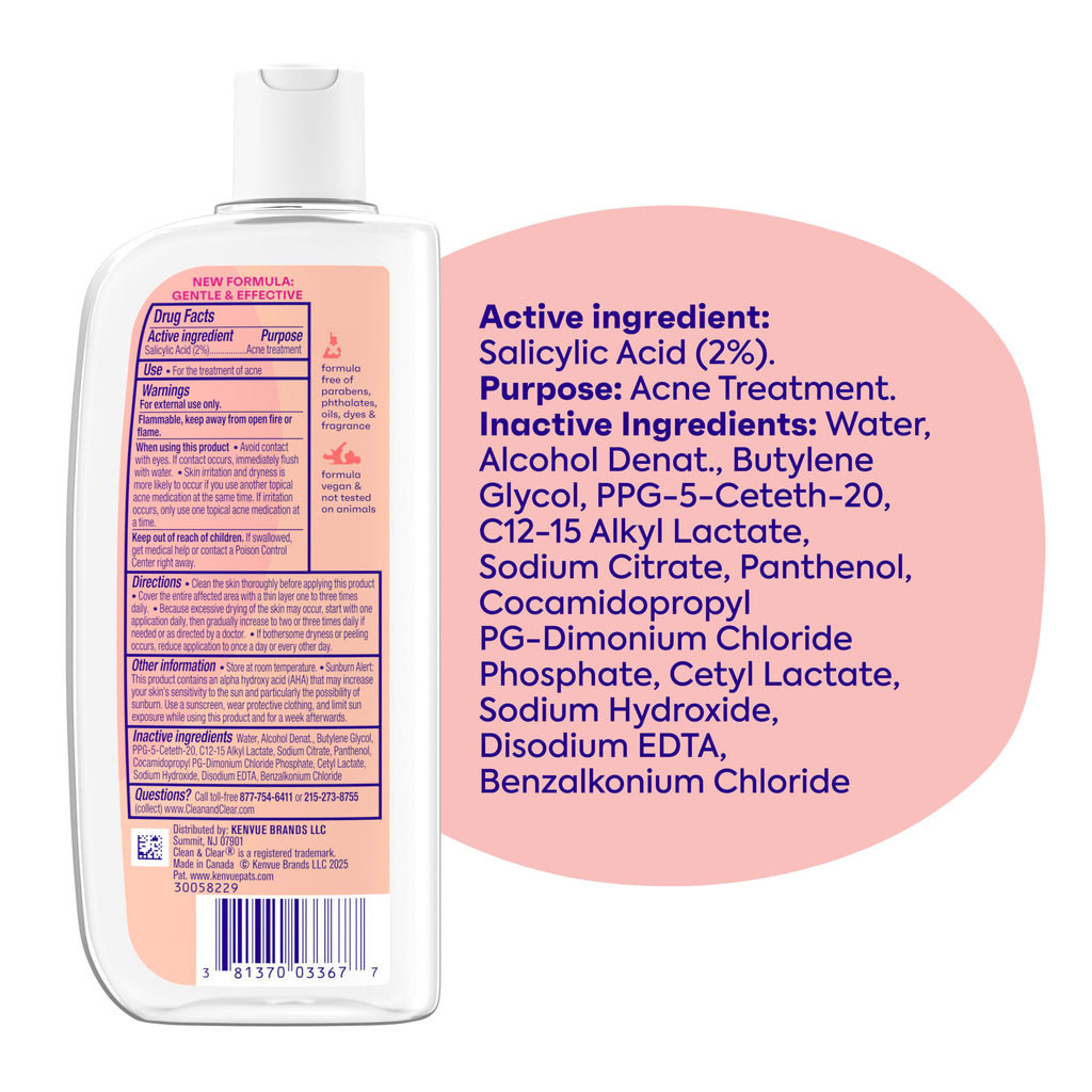 Clean & Clear Essentials Oil-Free Acne Toner, 2% Salicylic Acid, 8 fl oz