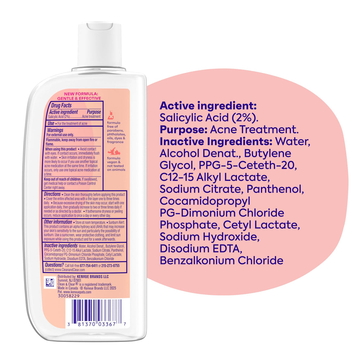 Clean & Clear Essentials Oil-Free Acne Toner, 2% Salicylic Acid, 8 fl oz