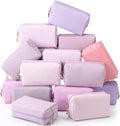 Kigeli Aesthetic Makeup Bags PU Leather Cosmetic Pouches Waterproof Plain Toiletry Bags Makeup Pouches Bulk for Women Party Gift Travel Storage Organizer(Purple Series,7.1 x 2.8 x 4.3 in)