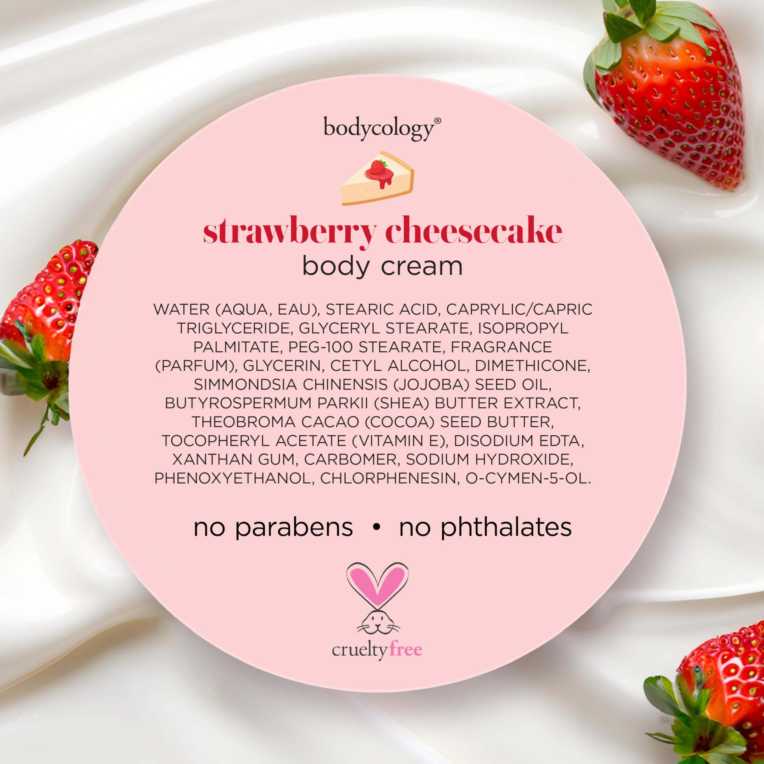 Bodycology Shea Butter Body Cream, Strawberry Cheesecake, 8 oz