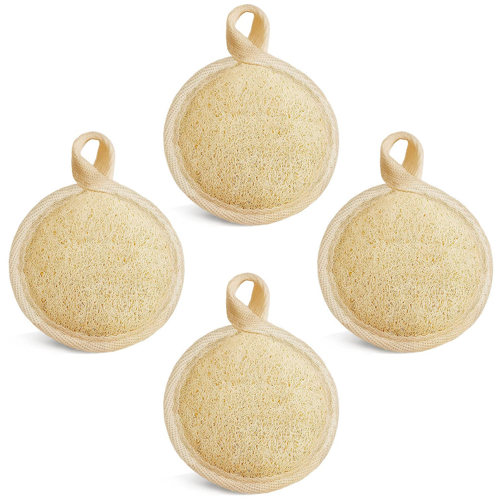 YIQINGJIE Natural Loofah Exfoliating Face Scrubber (4Pack), Facial Scrubber Loofa Pads,Clean Blackheads Without Hurting The Skin, Luffa for Women and Men,Beige