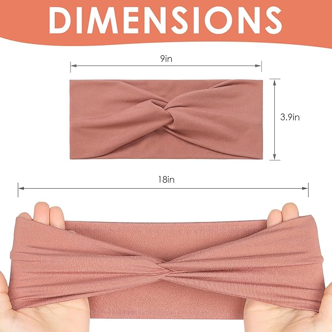 Panleding 12 Pcs Stretchy Headbands for Women, Absorbed Sport Headband Soft Twist Knotted Headbands for Daily Life Yoga
