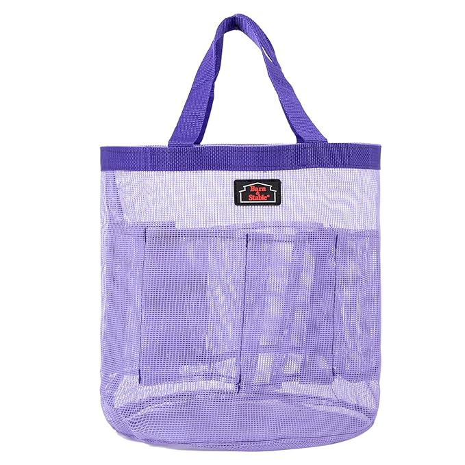 BARN & STABLE Breathable & Waterproof Mesh Horse Grooming Bag with 8 Pockets Tear-Resistant Grooming Tote for Horse Grooming Caddy Bag Organizer to Secure Items (Purple)
