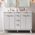 T4TREAM 48" Fluted Bathroom Vanity with Resin Sink Combo, White
