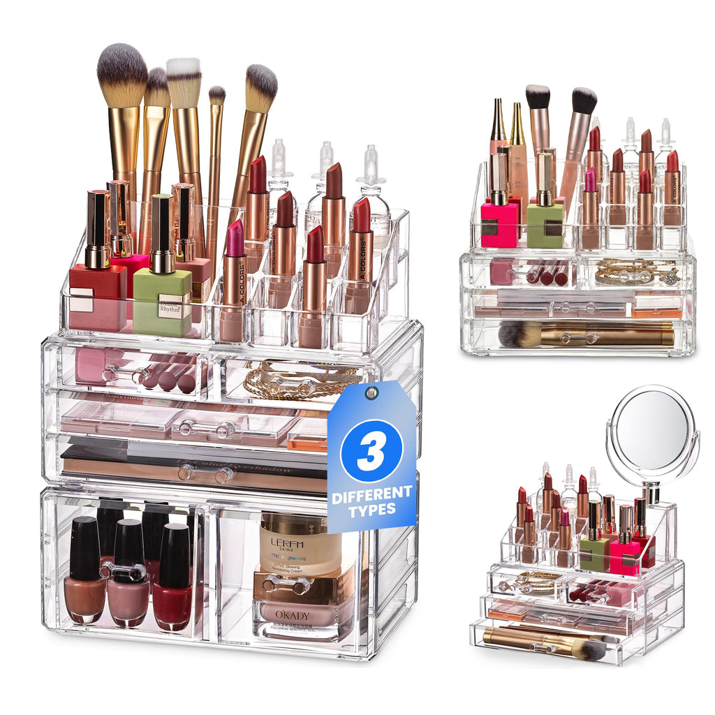 Masirs Clear Cosmetic Storage Organizer, Classy Design, Versatile, Simplifies Your Life